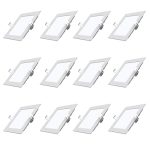Polycab 3W LED Panel Light Scintillate Edge Slim Square Smart Offers Bright Lumination Long Lifespan No Harmful Radiation (Cool White, 6500K, 12 PCS, Cut Out: 2.55 inches)