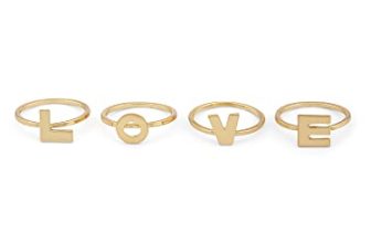 ZAVERI PEARLS Set of 4 Gold Tone LOVE Contemporary Rings For Women-ZPFK13733
