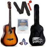 Intern 38 Inch Acoustic Guitar for Beginners with Bag, Strap, Strings, Picks & Winder | Cutaway Design | Steel String Guitar for Kids & Adults (Sun Burst)