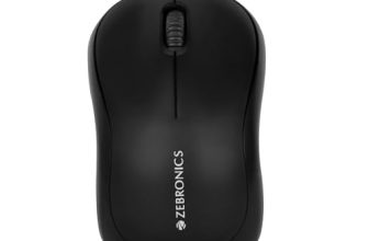 ZEBRONICS Zeb-Comfort Wired USB Mouse, 3-Button, 1000 DPI Optical Sensor, Plug & Play, for Windows/Mac, Black