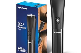 Havells Beard & Hair Trimmer |2-in-1 Special Blade| Comes with 4 Beard & 2 Hair Combs|Type C Turbo Charge|No Nicks & Cuts|2 Year Guarantee|BT4001