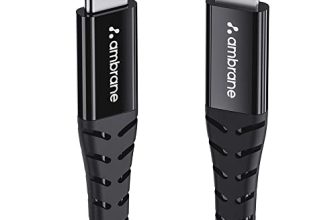 Ambrane Type-C to Lightning USB Cable, 22.5W Fast Charging, 480Mbps Data Sync Cable Compatible with iPhone, iPad, Macbook, iMac, AirPods, 1.25m (ABTL-125 Black)