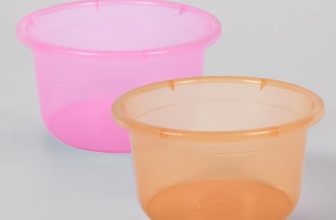Kuber Industries Pack of 2 Bath Tub | Multipurpose Bath Tub | Tub for Bathroom-Feeding Pan-Washing Clothes | Washing Tub | Bathing Bathroom Tub | 25 LTR | Transparent | Pink & Orange