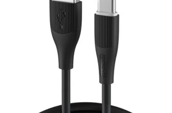 Portronics Silklink 3A USB A to Type C Fast Charging & Data Sync cable for Type C Smartphone, Premium Silicon cable, 1M (Black)