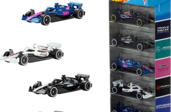 Hot Wheels 1:64 Scale 5-Pack Formula 1 Die-Cast Toy Cars, Set of 5 Officially Licensed, Collectible F1 Race Cars for Play or Display