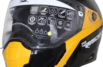 TVS Raider Lightweight Full Face Helmet for Man and Woman with Clear and Scratch Resistant Visor, ISI DOT Certified |Quick-Release Buckle|Bike Helmet (Colour: Yellow, Size: L)