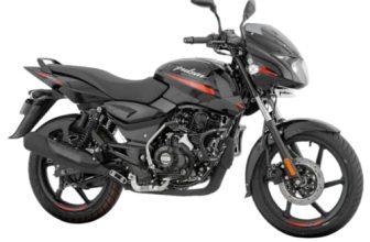 Bajaj Pulsar 125 Neon Disc Motorcycle/Motorbike – Ebony Black Solar Red Decals – Ex-Showroom