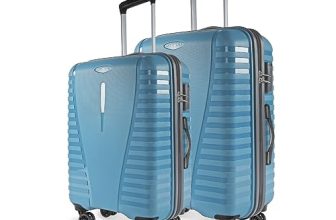 Aristocrat Medium Polypropylene(Pp) Air Pro Set of 2 Hard Carry-On Luggage(66+76Cm)|&Large Check-in Lightweight Luggage with Strong 4 Spinner Wheels,Secured Zip & Combination Lock|Cross Teal|Unisex