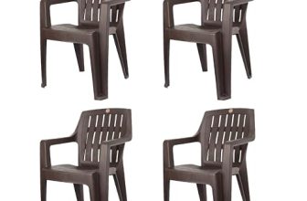 Cello Ritzy Chair Set of 4, Matte Brown | Unbreakable, Durable & Strong | Blended PP Material, Easy to Clean | Plastic Chair for Living Room, Home & Office | 3 Years Warranty – Manufacturing Defects