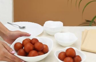 Larah by Borosil White Square Series Opalware 7 Pcs Pudding Set | Microwave & Dishwasher Safe Bowl Set | Bone-Ash Free | Crockery Set for Dining & Gifting