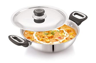 Anjali FPKD24 Stainless Steel Pro Kadai with Stainless Steel Lid 2.5 LTR Induction and Gas Stove Base