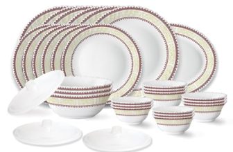Larah by Borosil Elega Fluted Series Opalware Dinner Set | 31 Pieces for Family of 6 | Microwave & Dishwasher Safe | Bone-Ash Free | Crockery Set for Dining & Gifting | Plates & Bowls | White