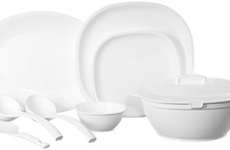 Signoraware Plastic Square Dinner Set, White, 31-Pieces