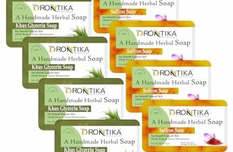 Drontika Wild & Pure Handmade Assorted Bath Soap Saffron & Khus Glycerin Combo Of Fresh Bathing Bar (Pack Of 8) Each 125gm