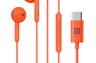 Portronics Conch Theta C in Ear Type C Wired Earphones with in Line HD Mic, Powerful Audio, 14.2mm Driver, Unique Earbuds Design, TPE Anti Tangle Wire, in line Controls, Wide Compatibility(Orange)