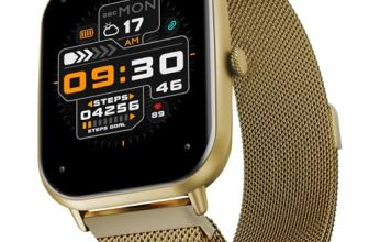 Fire-Boltt Ninja Call Pro Max Ultra Bluetooth Calling Smart Watch, 2.01″ HD Display, 120+ Sports Modes, Health Suite, AI Voice Assistance, SpO2 Smartwatch for Men & Women – Gold Link