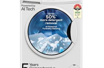 Godrej 8 Kg 5 Star, AI Powered, Inbuilt Heater, Fabrisafe Drum, Eco Wash, Unbalanced Load Sensor, Stain wash, Fully Automatic Front Load Washing Machine (WFEON CRS 8012 5.0 FKEDM GLWH, Glacial White)