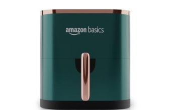 Amazon Basics 3.5L Electric Air Fryer | 1200 W | Temp. Settings Up to 200C | 7 Pre-set Options | 360 High Speed Air Circulation | Non-Stick Coated | Touch Control Display | 1 Year Warranty (Green)