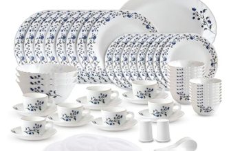 Cello Imperial Series Vinea Opalware Dinner Set | 65 Units | Opal Glass Dinnerware | Chip-Resistant, Scratch-Resistant, Microwave & Dishwasher Safe | Elegant Floral Pattern | White