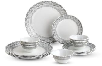 CELLO Oxford Imperial Plus Series Opalware Dinner Set of 19 Piece For Family of 6 | Bone-Ash Free & Leadfree Opal Glass Microwave & Dishwasher Safe, Crockery Plates & Bowls Set For Daily Use & Gifting
