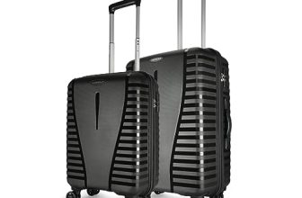 Aristocrat Polypropylene Air Pro Set of 2 Hard Luggage (55Cm and 66Cm) | Lightweight Luggage with Wheels, Secured Zip and Secured Combination Lock | Jet Black | Unisex, Spinner, Trolley Bag