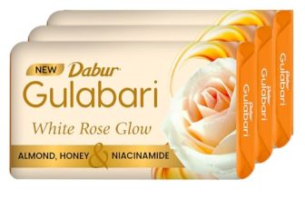 Gulabari White Rose Soap – 450g (150g x 3) | Moisturizing Bathing Soap for Soft, Glowing Skin for Skin & Body | Goodness of Almond Milk, Honey & Niacinamide