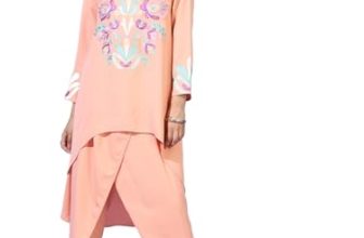 Vishudh Women ROUND NECK ETHNIC SET VNK3007600 Orange M