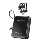 CALL MATE DX03 Power Bank 10000mAh Li-Polymer with 2.4 Fast Charging with 1 USB Port and 2 Input (Micro, Type C),Semi Digital Battery Indicator, in-Built 3 in 1 Detachable Cable (Black)