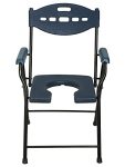 AMONE Folding Commode Chair, Elderly Disabled Man And Pregnant Woman Stainless Steel Shower And Bathing Room Mobile Toilet Seat for Elderly, Safe Toilet Stool – 110 Kg Capacity