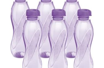 MILTON Oscar, Pack of 6 Water Bottles, 1 Litre each, Reusable Plastic Fridge Bottle Set, BPA Free and Leak Proof Bottles for Travel, Work, Purple