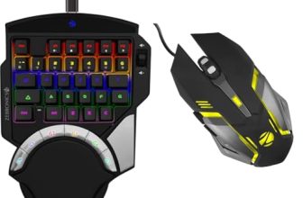 ZEBRONICS Zeb-Max Atom One-Handed RGB Gaming Mechanical USB Keyboard, 37 Keys with 5 Macro Keys, Wrist P