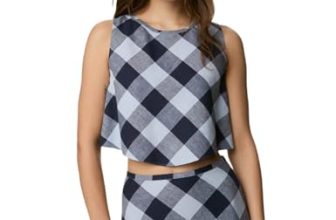 Marks & Spencer Linen Rich Checked Crop Top