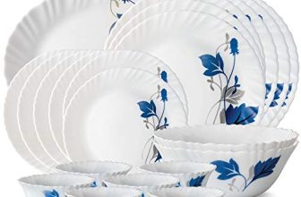 Larah by Borosil Fluted Series Ageria Opalware Dinner Set | 21 Piece for Family of 6 | Microwave & Dishwasher Safe | Bone-Ash Free | Crockery Set for Dining & Gifting | Plates & Bowls | White