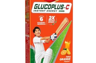 Dabur Glucoplus C Instant Powder Energy Glucose (Orange Flavour) – 1kg | Replenishes Energy with 6 Added Vitamins and Minerals | 20% More Glucose In Every Sip | Vitamin C and Zinc Helps Boost Immunity | Calcium, Phosphorus and Vitamin K Support Bone Health.