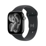 Apple Watch Series 11 GPS 46mm Jet Black Aluminium Case with Black Sport Band – M/L