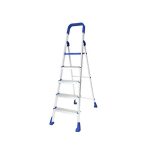 Happer Premium Foldable Aluminium Step Ladder, Clamber Pro, 5 Steps (Blue & Satin)