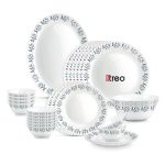 Treo by Milton Opalware Aurelia Lavelle Dinner Set of 27 | Serving for 6 | Microwave & Dishwasher Safe | Bone-Ash Free | Tempered Toughness | Plates & Bowls | Crockery Set for Dining & Gifting