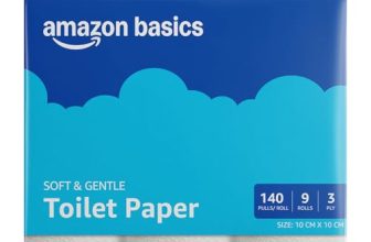 Amazon brand- Amazon Basics 3 ply Toilet tissue Paper Roll 1260 pulls | 140 pulls x 9 Rolls| Soft & Gentle| Chemical-Free