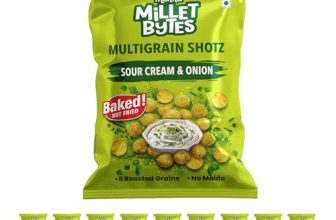 Manna Multigrain Snacks, Pack of 10, Sour Cream & Onion Baked, No Palm Oil, No Maida Millet Bytes Multigrain Shotz
