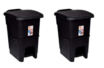 Aristo Plastic Biomedical Waste dustbin with Step-On Pedal 12 LTR (BLACK & BLACK) Combo