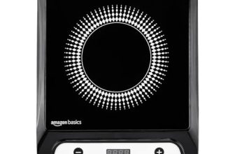 Amazon Basics 1600W Induction Cooktop | 7 Pre-Set Cooking Menus | LED Display | Smart Push Buttons I Energy Efficient, Auto Cut-off, 20A IGBT & 4KV Surge Protection I Black