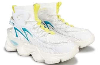 ABROS YAMA-O Chunky Sole High-Top Sneakers for Men(7 White)