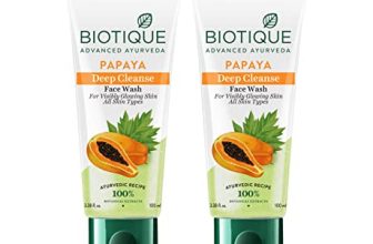 Biotique Papaya Deep Cleanse Face Wash | Gentle Exfoliation | Visibly Glowing Skin | 100% Botanical Extracts| Suitable for All Skin Types | 2x100ml