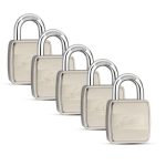 Link® Hi-Tech 60mm Padlocks 5Pcs-Set | Stainless Steel Body | Hardened Shackle | 3 Silver Keys with Hi-Tech Nickle & Keychain | Made in India| 3Keys for Each Padlock