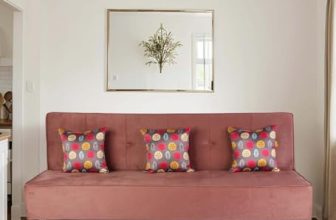 Primrose Cyrus Sofa Cum Bed Made of Luxurious High Density Foam & Polyester Fabric (3-Person Sofa) (Rose)