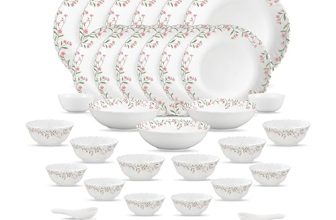 La Opala Novo Opalware Dinner Set, 35 Pcs for Family of 6, Spring Meadows