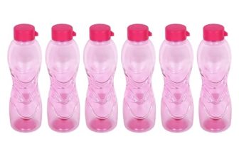 PEARLPET Trinity BPA-Free Plastic Water Bottle Set |Lightweight, Leak-Proof & Freezer Safe – Pack of 6 (1000ml Each), Pink