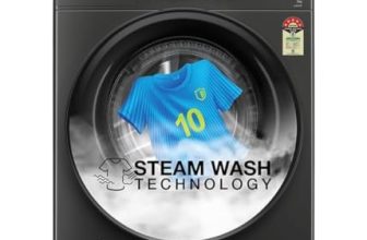 Whirlpool 9 Kg Steam Wash Technology 5 Star Inverter Front Load Fully Automatic Washing Machine with In-Built Heater (SUPREME CARE 9014-E, Midnight Grey, 100+ Tough Stains, 1400 RPM)