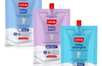 LuvLap Baby Wash, Baby Shampoo, Baby Lotion -45ml, Sample Pack, Dermatologically Tested