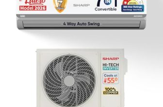 Sharp 0.95 Ton 3 star, New Star Rated,Split AC (4 Way Swing, 100% copper, Hi-Tech Inverter Compressor, 7in1 Convertible, Turbo cool, Dust filter) – AH-SI12V3B-GCN, White